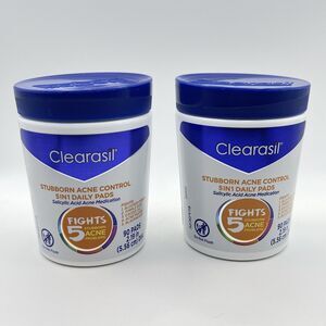 Clearasil Stubborn Acne Control  5 in 1 Daily Pads 90 Pads Each, Lot of 2